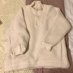 White fluffy crew neck